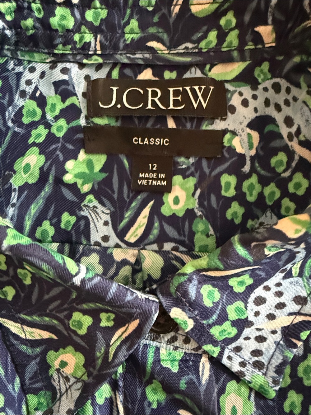 J. Crew Classic Leopard & Floral Print Button-Up Blouse Size 12 - Picture 4 of 12